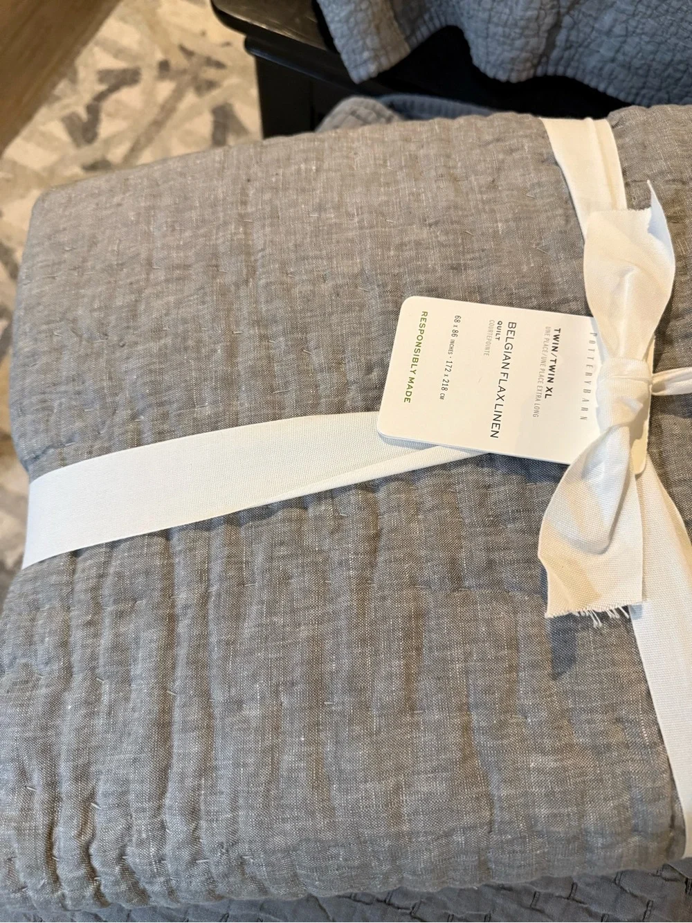 Pottery Barn Belgian Flax Linen Quilt - Flagstone color